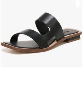 FYS Black Square Open Toe  Sandals Two Strap Slip On Outdoor Slippers Beach Shoe